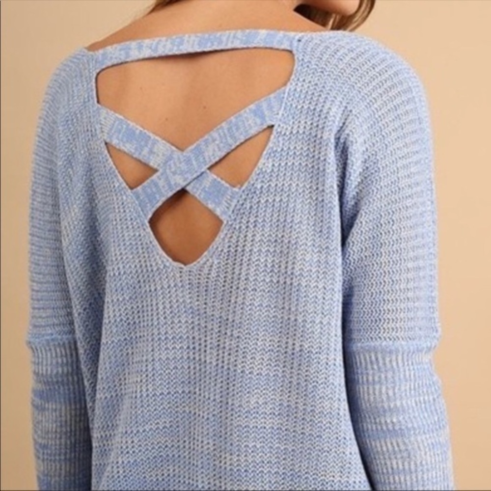 Lace up knit oversized sweater